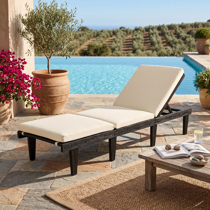 Ariana - Chaise Lounge With Cushion For Outdoor - Black Noble House