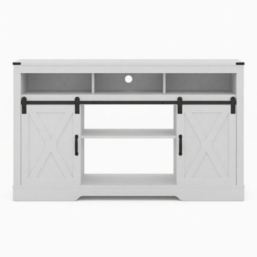 Farmhouse TV Stand With Sliding Barn Doors & Adjustable Storage Home Essentials