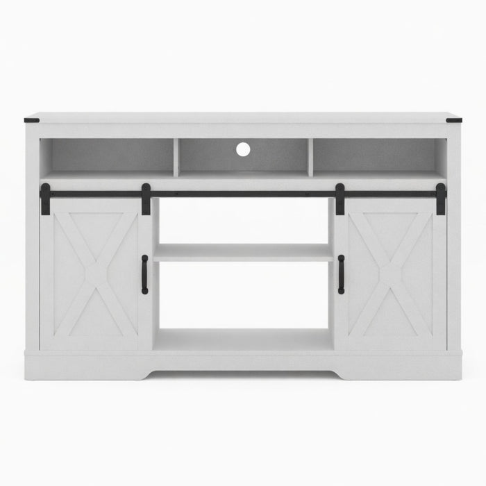 Farmhouse TV Stand With Sliding Barn Doors & Adjustable Storage Home Essentials