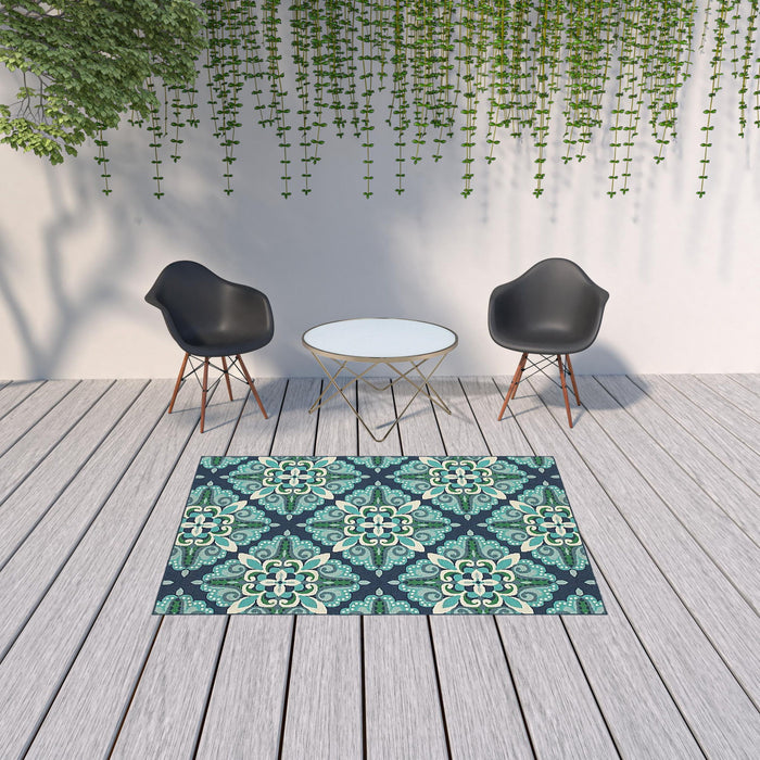 5' X 8' Indoor & Outdoor Area Rug - Blue