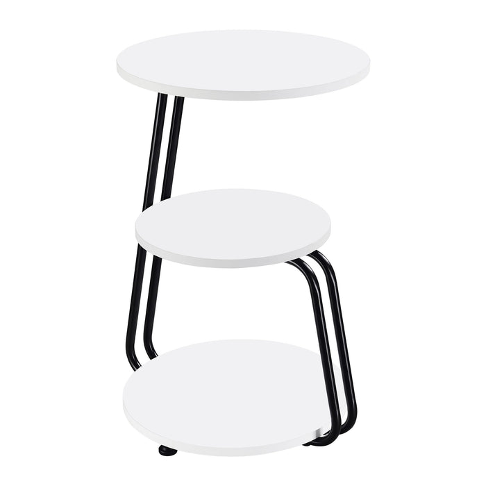 Dixon - 3 Tier Round Accent Side Table With Slim Legs - White / Black Furniture Max