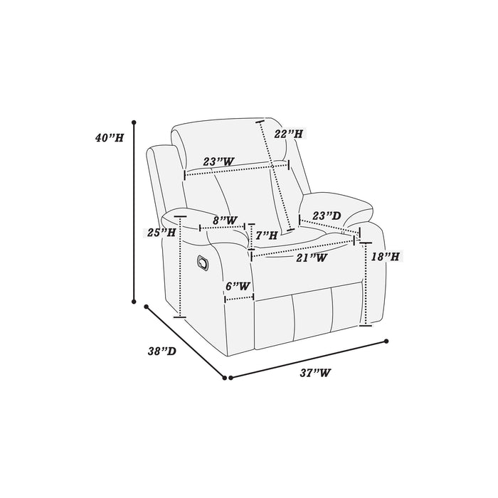 Leatherette Recliner With Pillow Arms And Headrest For Living Room - Brown Home Essentials