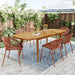 Modern Outdoor 7 Piece Expandable Dining Set With Stackable Chairs Noble House