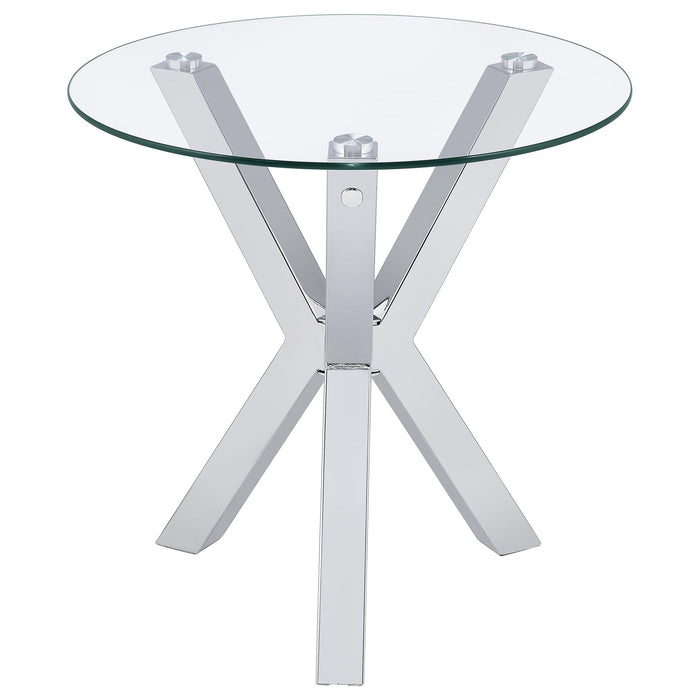 Alexa - Round Tempered Glass Top End Table - Chrome Furniture Max