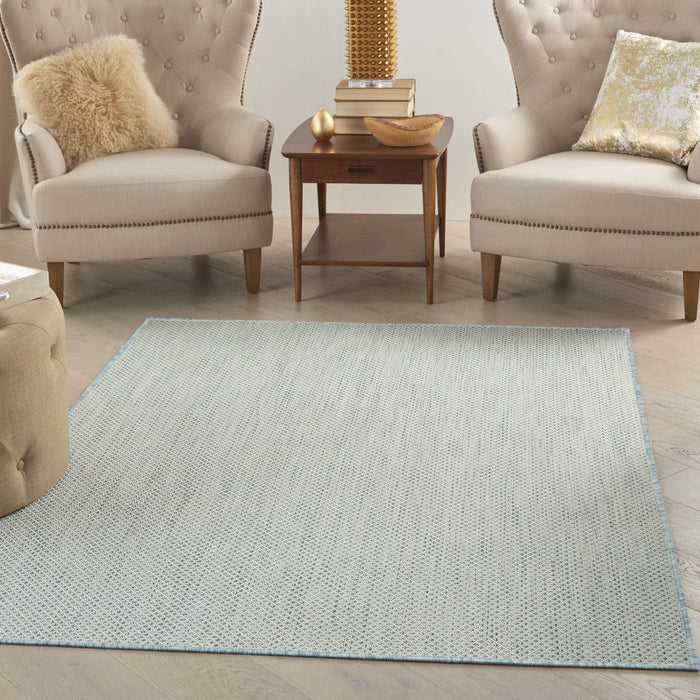 5' X 7' Geometric Power Loom Area Rug - Aqua