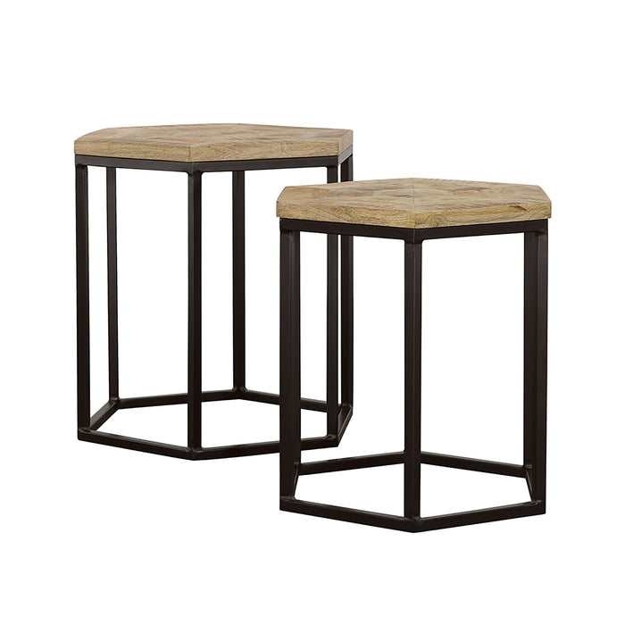 2 Piece Nesting Table With Hexagon Base - Brown Furniture Max