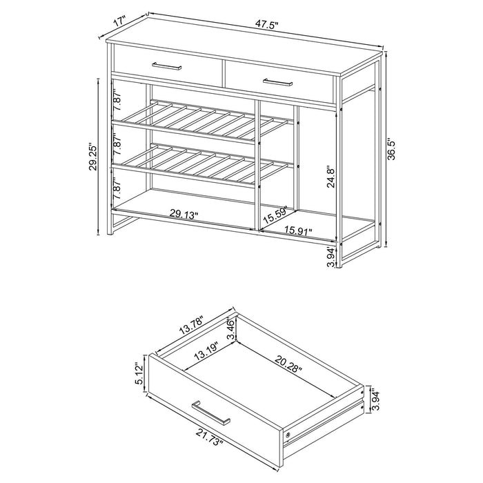 Ethel - 2 Drawer Home Bar Storage With Wine Rack - Oak Furniture Max