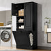 Modern Tall Storage Cabinet With Adjustable Shelves, Flip-Out Basket & Enclosed Doors Hearth and Haven