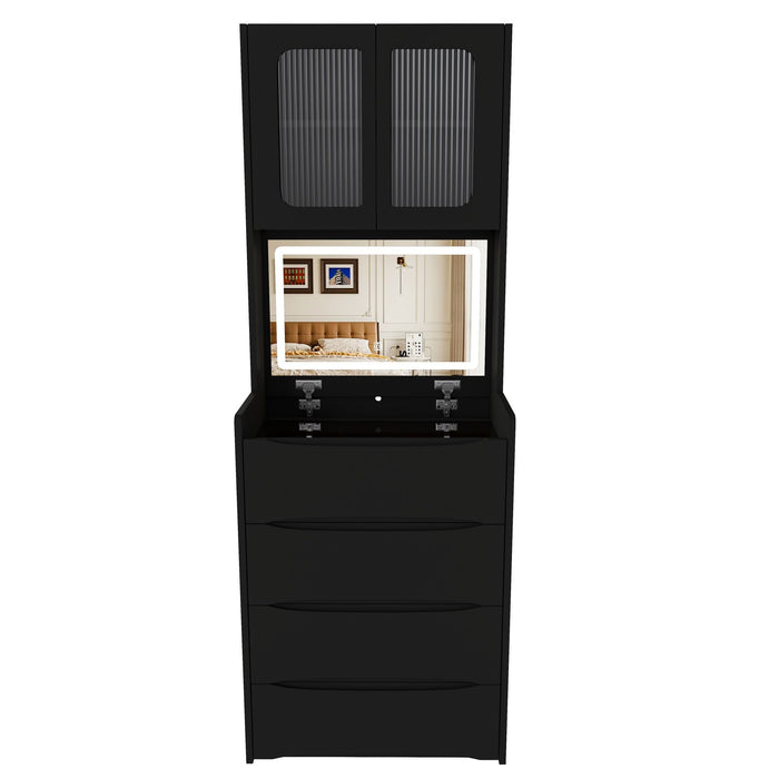 3 In 1 Vanity Table With LED Mirror & Storage Stool For Bedroom Home Essentials