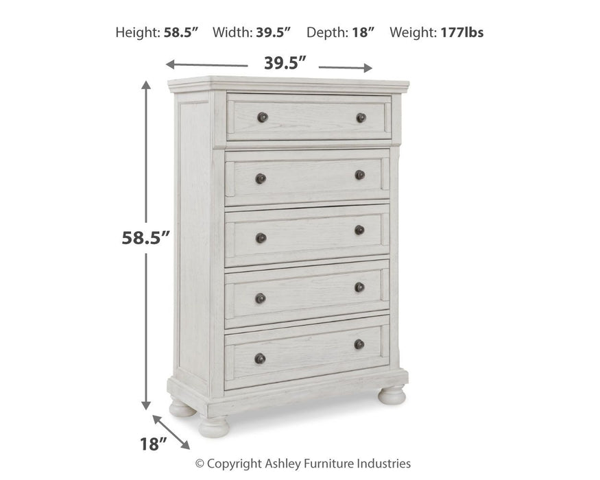 Robbinsdale - Five Drawer Chest - Antique White Signature Design by Ashley®