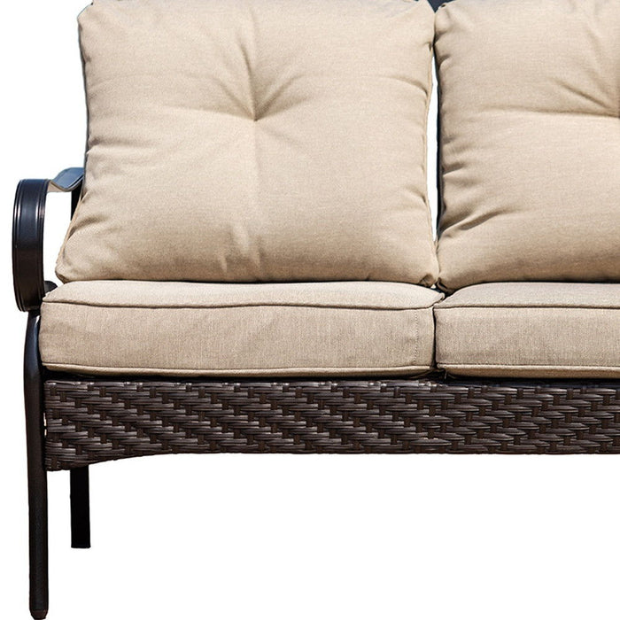 Polyester Blend Sofa With Black Legs - Beige