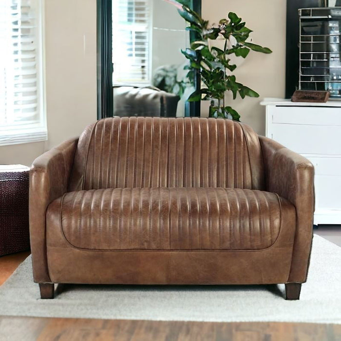 Leather Loveseat - Brown