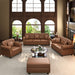 Upholstered Sofa With Nailhead Trim, Rolled Armrests With Ottoman Home Essentials