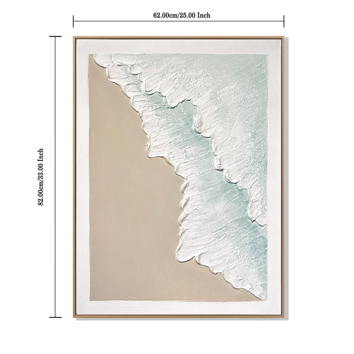 Framed Ocean Wave Wall Art, Textured Canvas Painting, Beach Decor For Living Room (Set of 2) - Aqua Blue Daily Nest