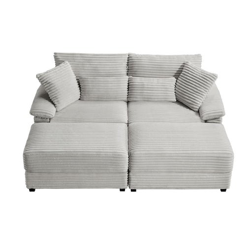Double Chaise Lounge Set With Reversible Storage Ottomans, USB Port Home Essentials
