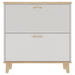 Narrow - Entryway Shoe Storage Cabinet With 2 Flip Drawers Legs - Natural / White Home Essentials