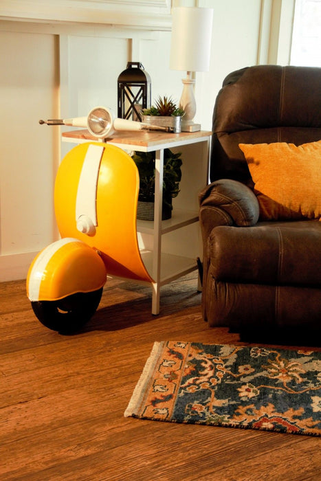 Wood And Metal Mini Scooter End Or Side Table - Yellow
