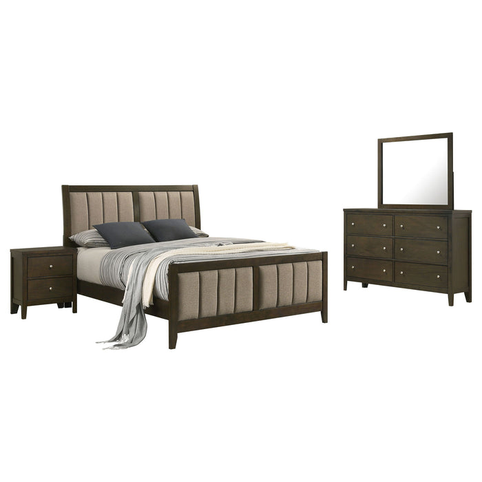 Clement - 4 Piece Queen Bedroom Set With Tufted Headboard - Dark Coffee Furniture Max