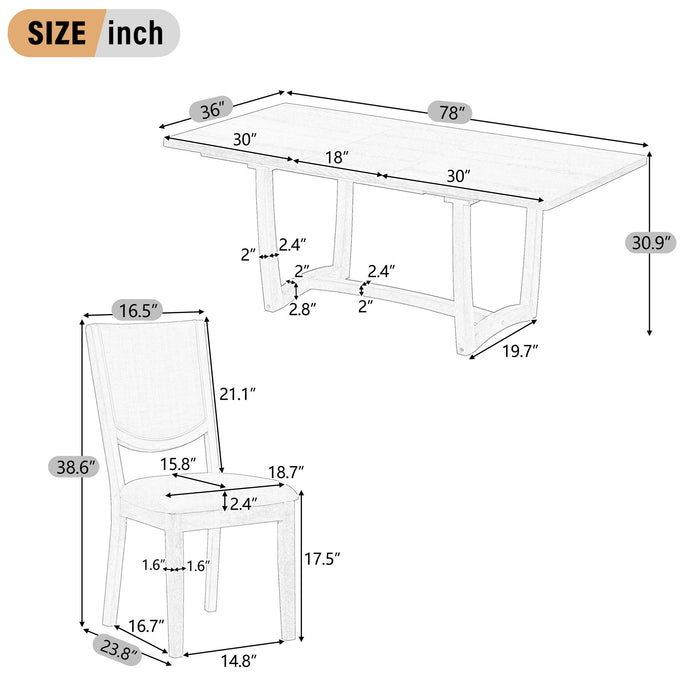 Rectangular Extendable Dining Table Set With 6 Upholstered Chairs Hearth and Haven