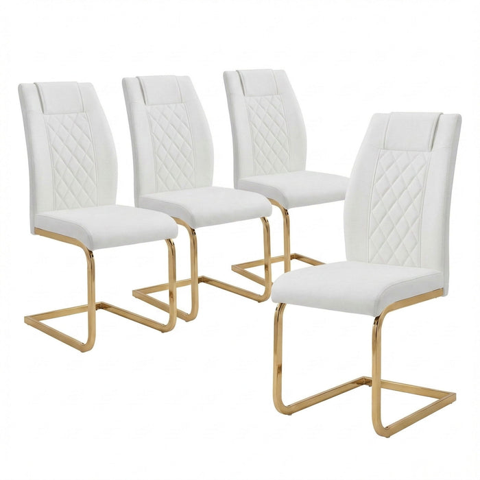 High Back Dining Chairs For Dining & Kitchen Room (Set of 4) - Golden / White Home Essentials