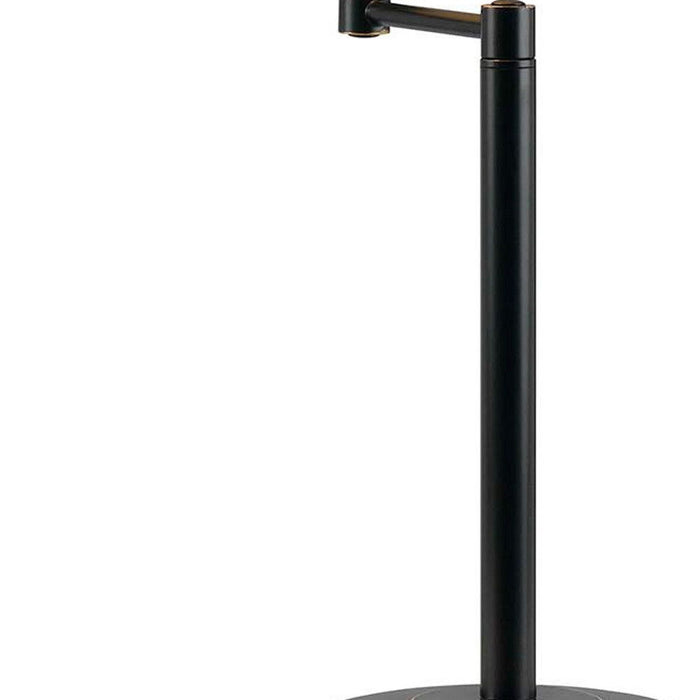 Metal Swing Arm Table Lamp With Off-White Empire Shade - Bronze