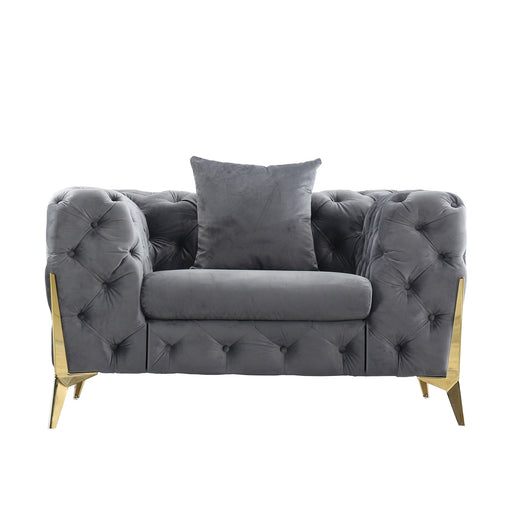 Accent Chair With Diamond Button Tufting, Matching Throw Pillow Home Essentials