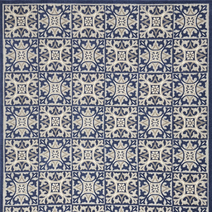 6' X 9' Fleur De Lis Stain Resistant Non Skid Area Rug - Blue