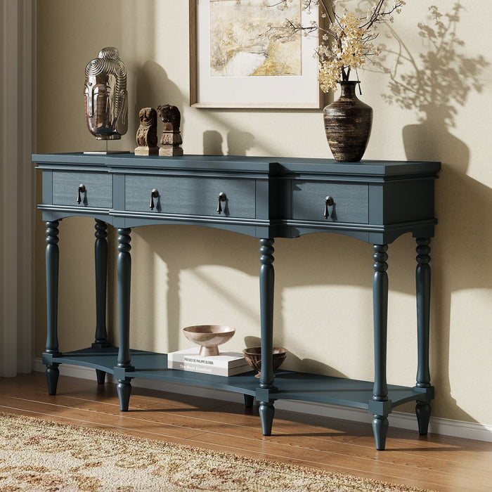Retro Console Table With 3 Soft Close Drawers Noble House