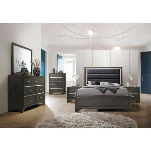 Carine II - Eastern King Bed - Fabric & Gray ACME