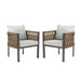 2 Pieces Outdoor Metal Patio Club Chair, Patio Furniture Arm Chair With Cushion, Modern Outdoor Furniture Deep Seating For Porch, Garden, Backyard, Balcony - Brown / Light Gray Noble House