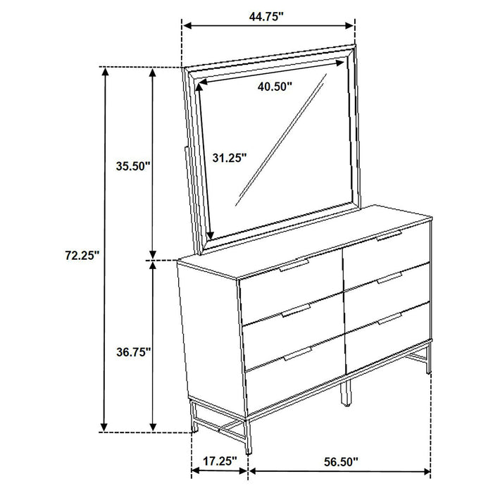 Taraval - 6 Drawer Dresser With Mirror - White Furniture Max