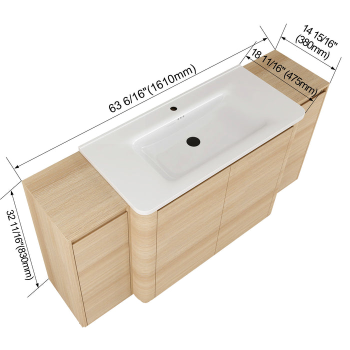 Freestanding Bathroom Vanity With Sink, 2 Small Storage Cabinets, Soft Close Doors Home Essentials