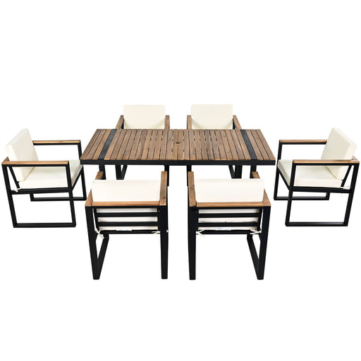 7 Pieces Outdoor Dining Set Patio Dining Table And Chair Set With And Removable Cushions For Patio Hearth and Haven