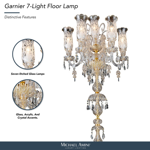Michael Amini Lighting - Garnier 7-Light Traditional Crystal Floor Lamp - Gold Michael Amini
