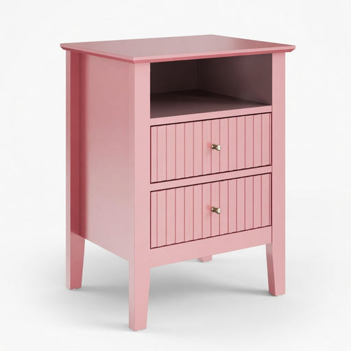 Fluted Nightstand With 2 Drawers Home Essentials