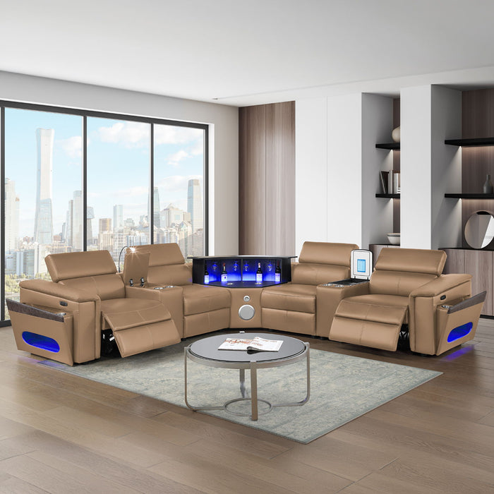 Nova - Sectional With Bluetooth Speaker, LED And Lifting Wine Cabinet Matrix Furniture Group