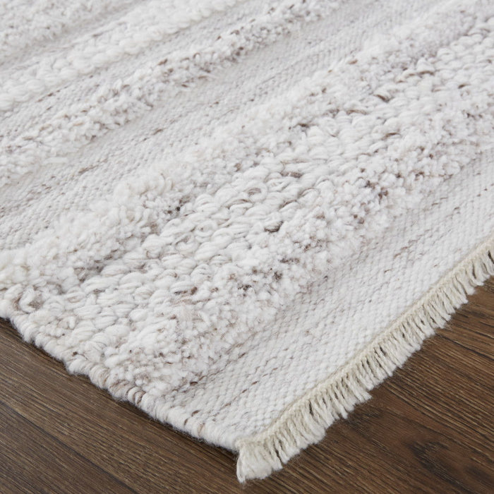 Striped Hand Woven Stain Resistant Area Rug - Ivory And Taupe - 10' X 14'