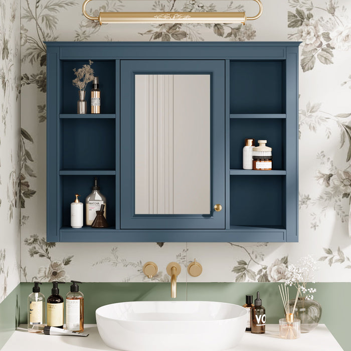 Wall Mounted Medicine Cabinet With Mirror, Storage Cabinet Featuring 6 Open Shelves And Adjustable Interior Hearth and Haven