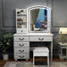 Fashion Vanity Desk With Mirror And Adjustable Lighting, 6 Drawers, 3 Color Light Modes - White Home Essentials