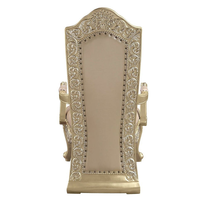 Vatican - Arm Chair (Set of 2) - Synthetic Leather & Champagne Silver ACME