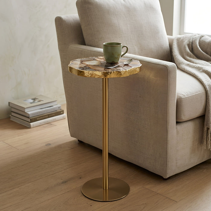 Champaign - Round Accent Table - Gold Ridgecrest Home