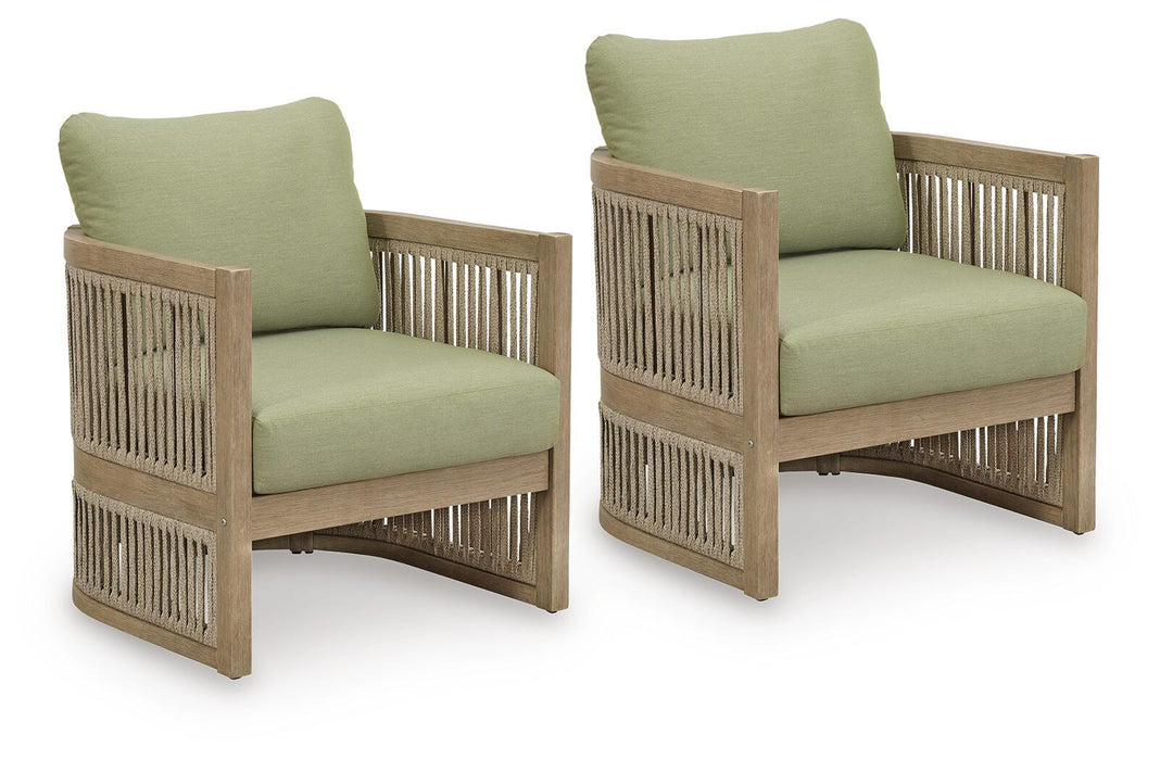 Serena Shores - Lounge Chair With Cushion (Set of 2) - Beige / Green Signature Design by Ashley®