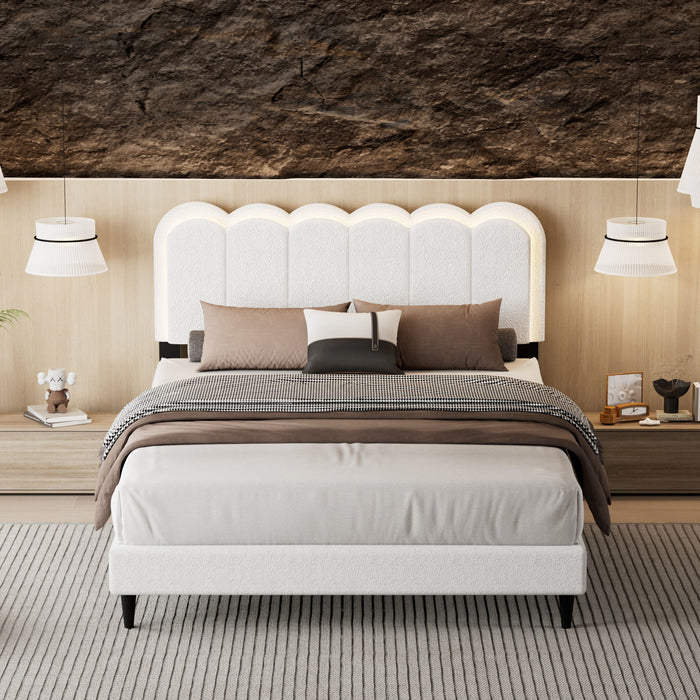 Lambswool Petal Headboard Bed Frame Noble House