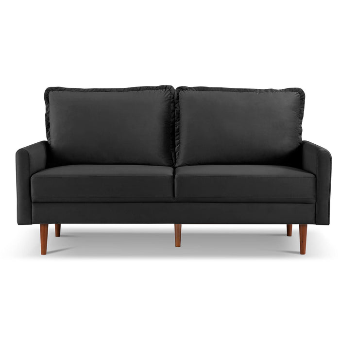 Sofa Velvet With Dark Brown Legs - Black