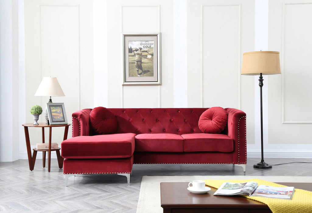 Glory Furniture Pompano Sofa Chaise (3 Boxes), Burgundy