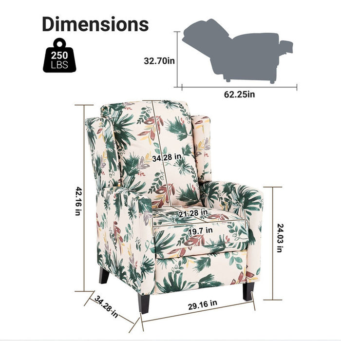 Wingback Recliner Chair With Padded Arms - Green Home Essentials