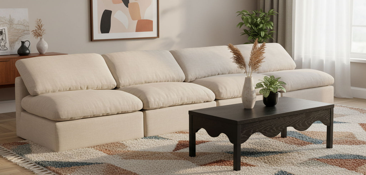 Indulge - Linen 4 Seat Modular Armless Sofa Meridian Furniture