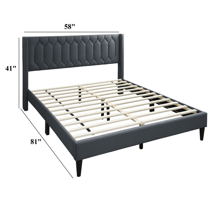 Platform Bed With Diamond Tufted Headboard Home Essentials