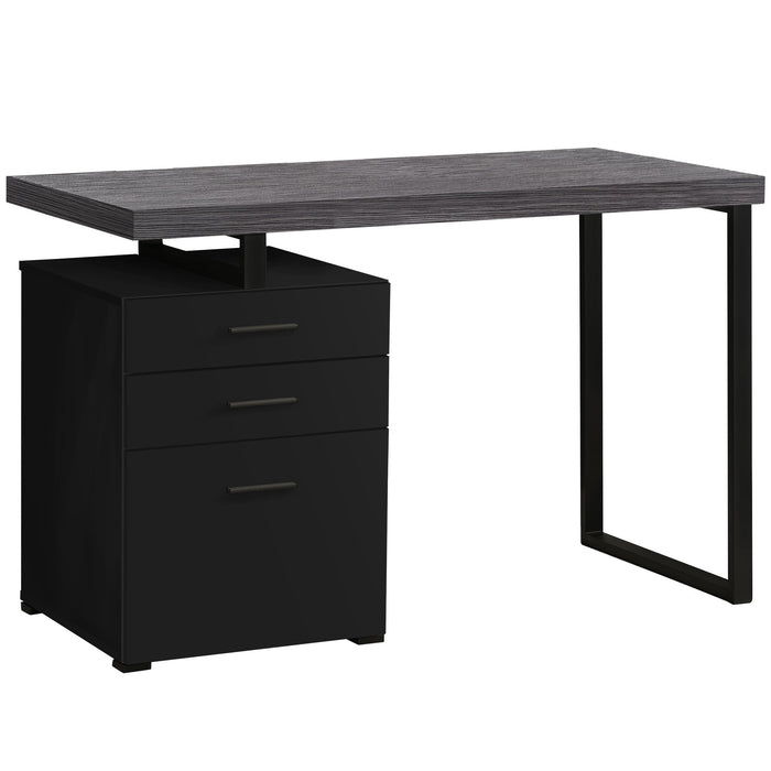 23.8" x 47.3" x 30" Computer Desk With Three Drawers - Gray And Black