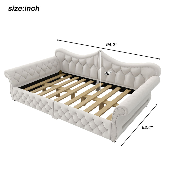 Upholstered Daybed With LED Lighting And Nailhead Trim Dreamland